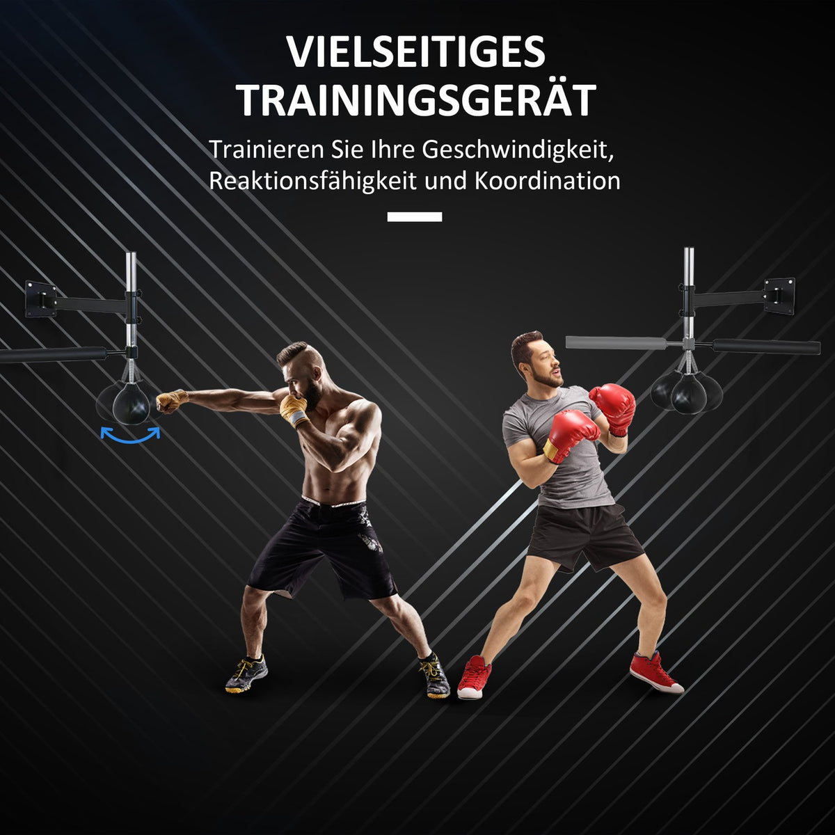 Boxing Frame With Speedball Wall Mount, Foldable, With Reflex Bar, Height Adjustable, 360° Swing, For Adults