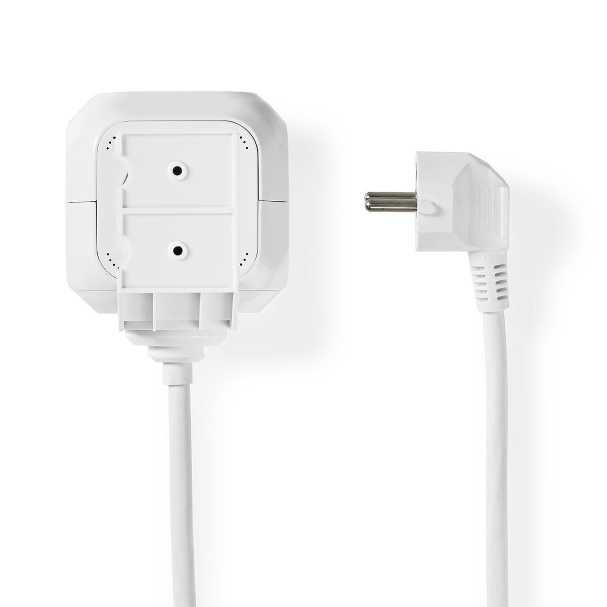 Branch contact | Earthed plug / Type F (CEE 7/7) | 4-way | 1.50 m | 3680 W | 16 A| Type of grounding: Side contact | 230 V AC 50/60 Hz | Outlet angle: 90 ° | H05VV-F 3G1.5mm² | White