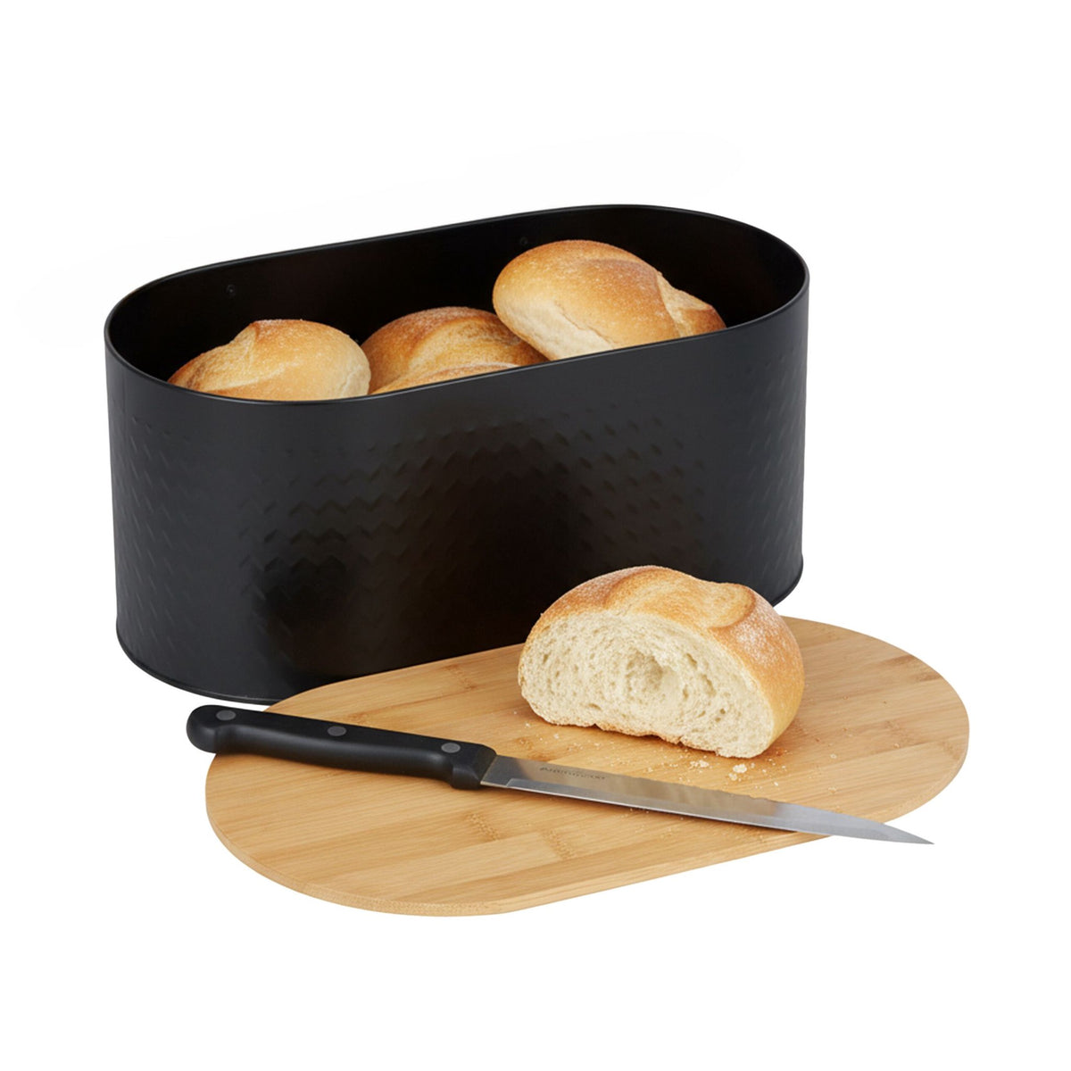 Bread Bin with Bamboo Lid – Metal Body, Air Vents