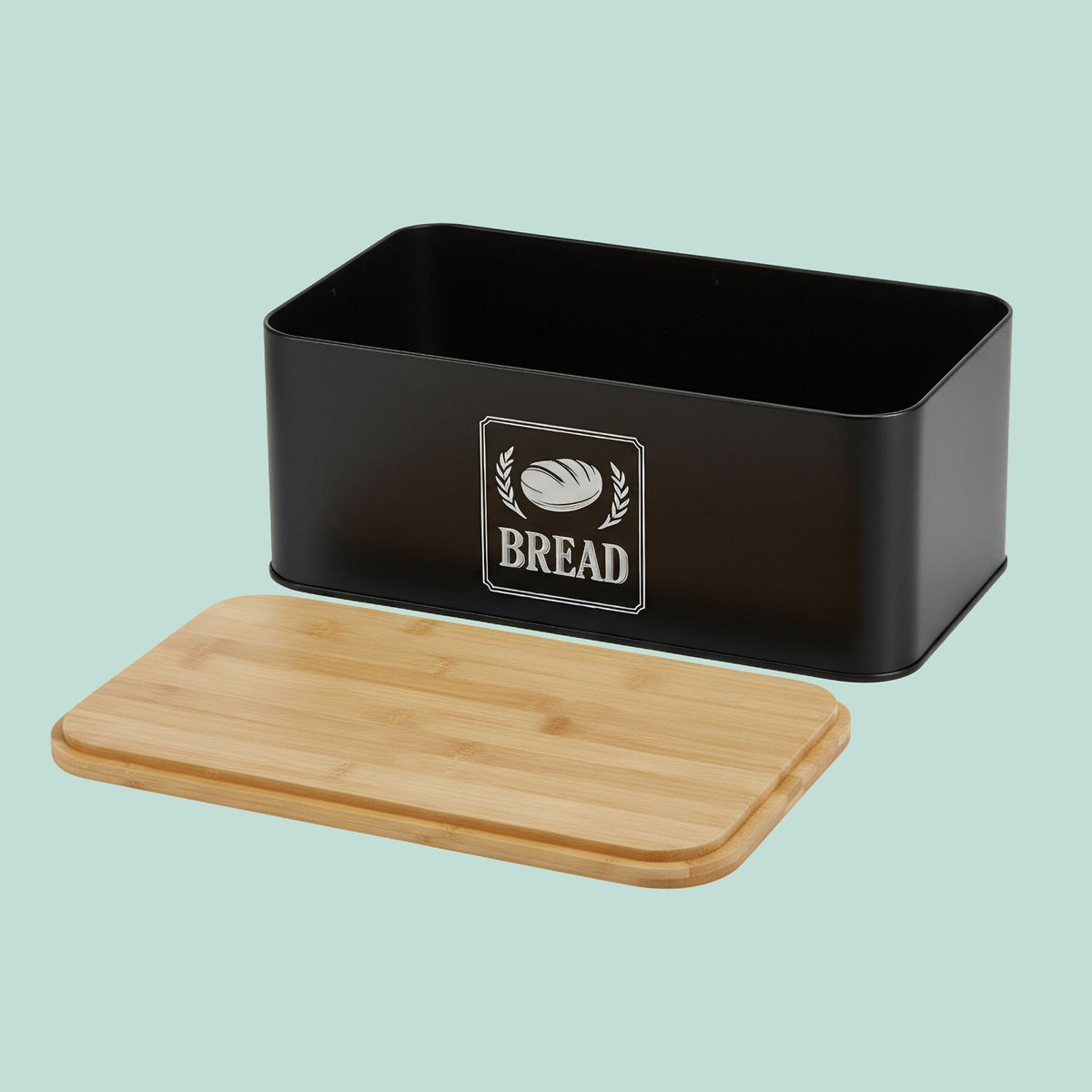 Bread Bin with Bamboo Lid – Retro Design, Metal Casing