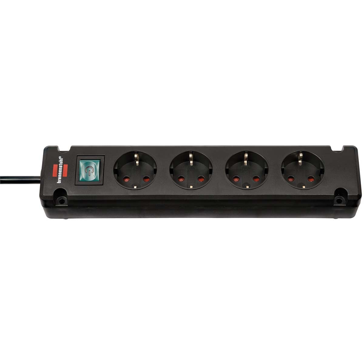 Bremounta power strip 4-way (multi-socket with 90 degree socket, power strip with mounting option and 1.5 m cable) black TYPE F