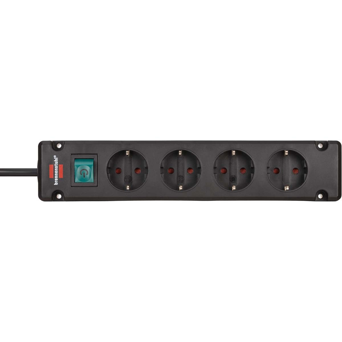 Bremounta power strip 4-way (multi-socket with 90 degree socket, power strip with mounting option and 1.5 m cable) black TYPE F