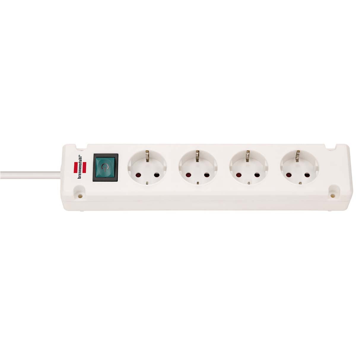 Bremounta power strip 4-way (multi-socket with 90 degree socket, power strip with mounting option and 1.5 m cable) white TYPE F