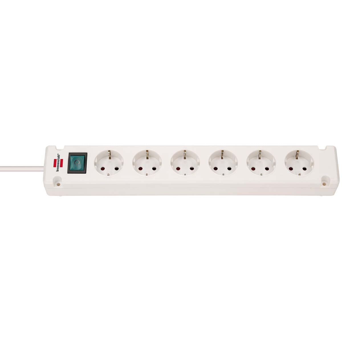 Bremounta power strip 6-way (multi-socket with 90 degree socket, power strip with mounting option and 3 m cable) white TYPE F