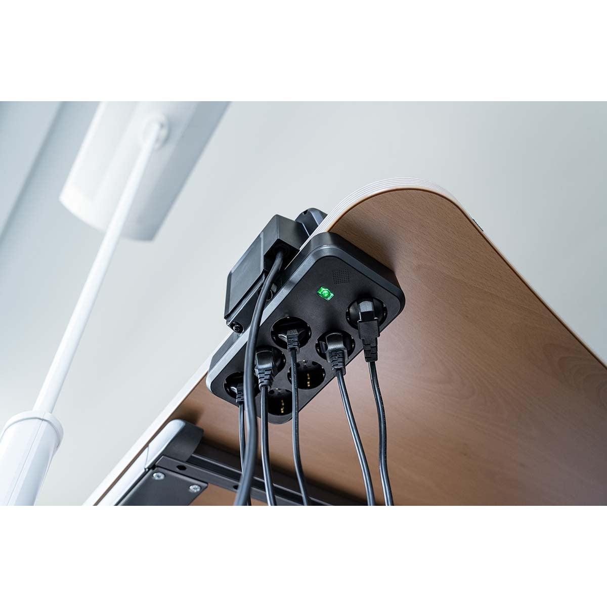 Brennenstuhl®Estilo Duplex power strip with surge protection, 2x Keystone modules, 9x safety sockets, silver / black