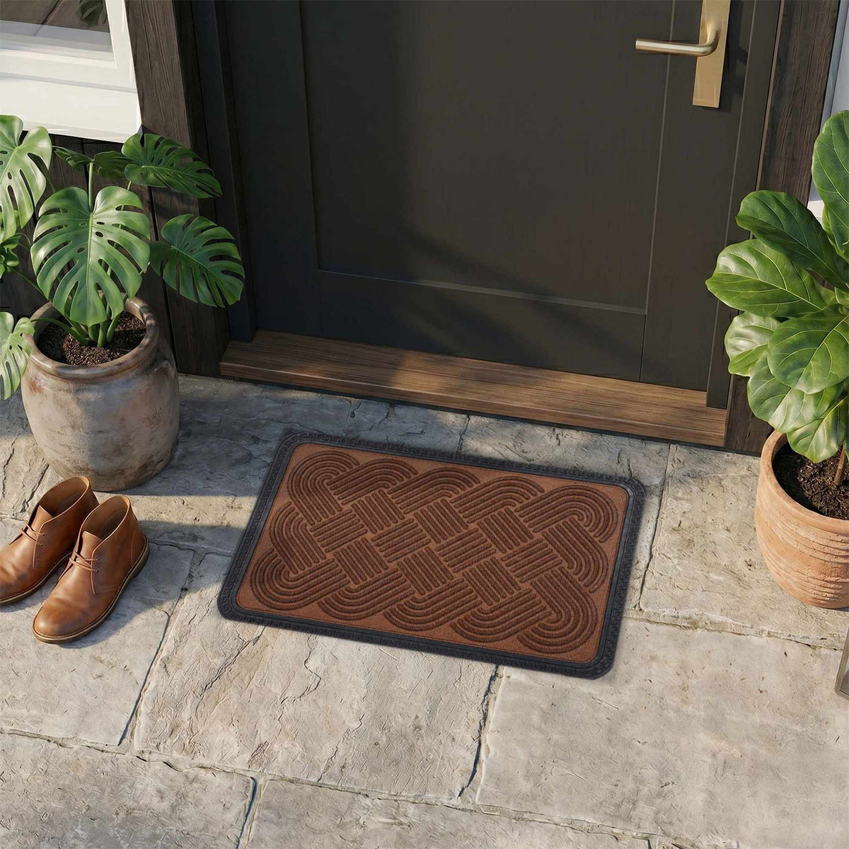 Brown Polypropylene Doormat, 60 x 40 cm, Weatherproof