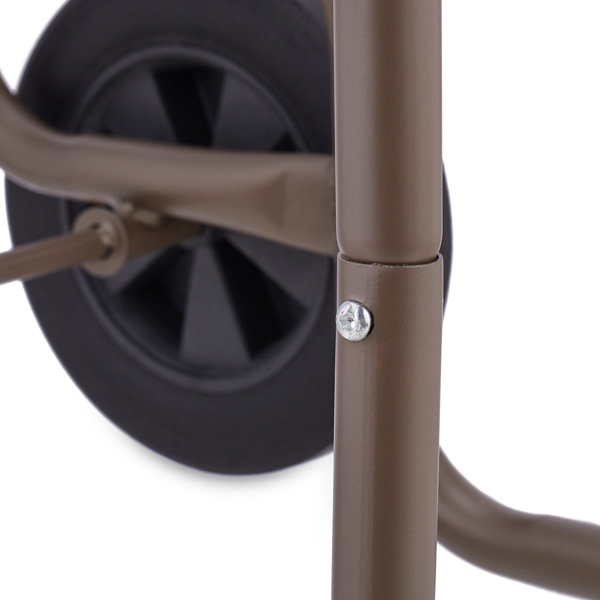 Brown wood cart with rubber tires