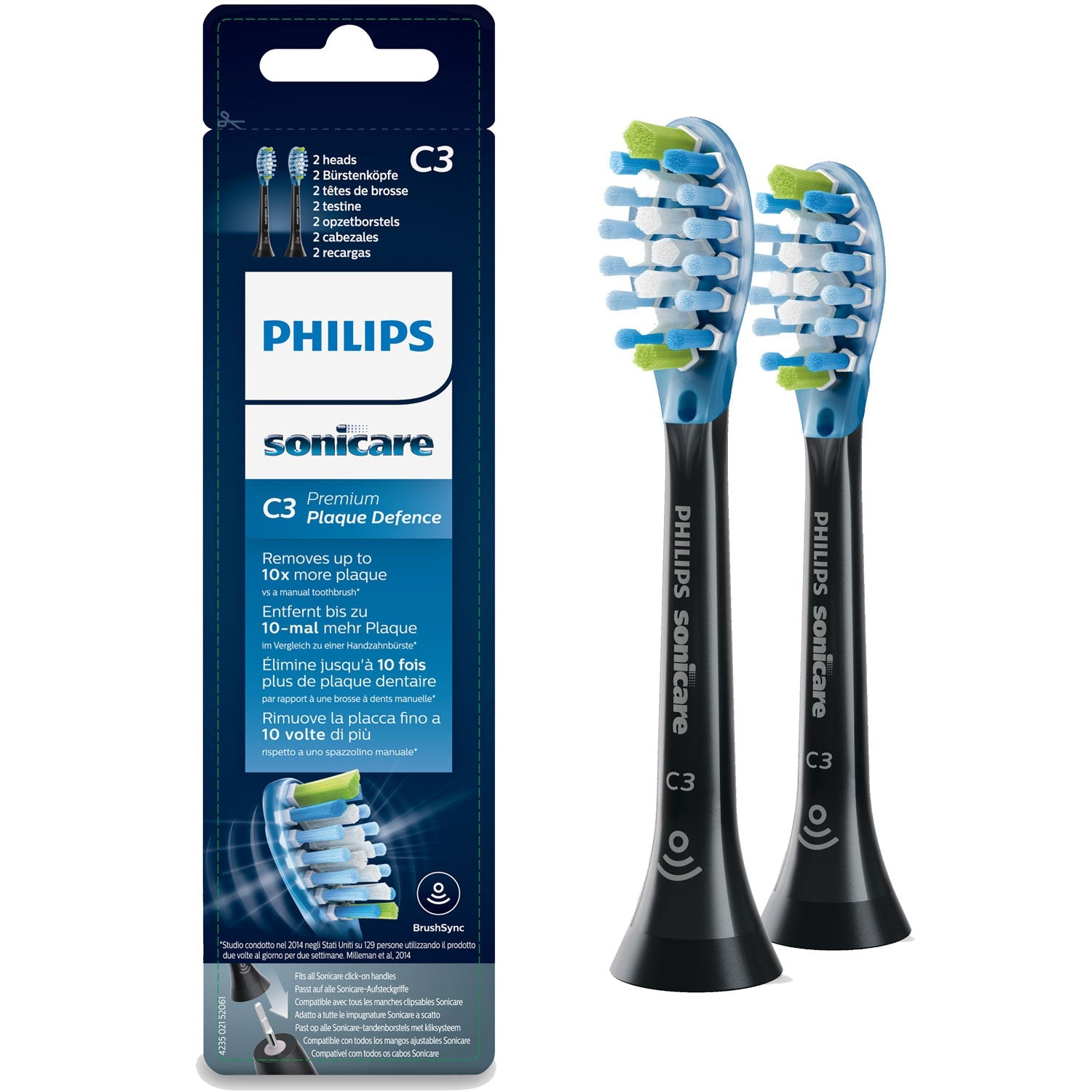 Brush head Sonicare C3 Premium Plaque 2pcs Black HX9042/33
