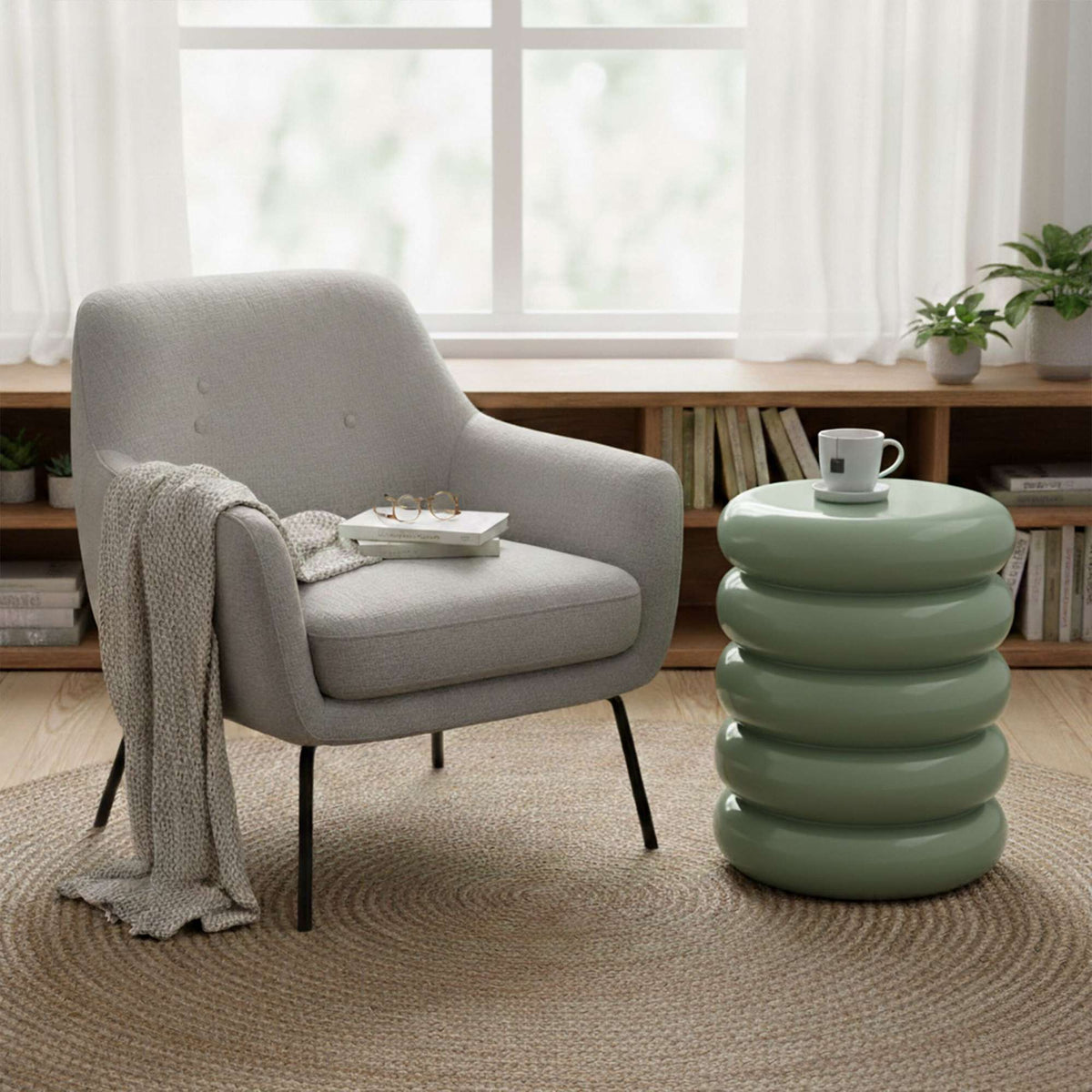 Bubble Design Iron Side Table & Stool