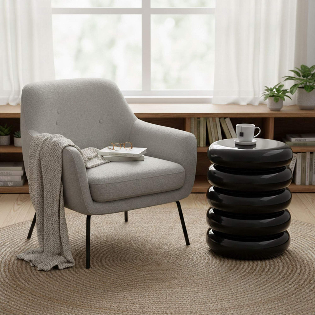 Bubble Design Iron Side Table & Stool
