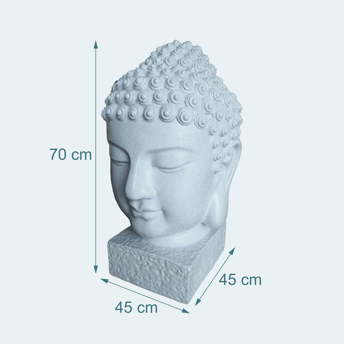 Buddha Head Sculpture, 70cm, Weatherproof Polyresin