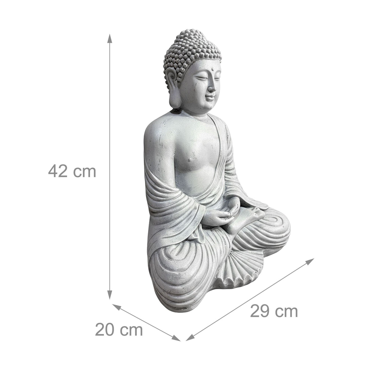 Buddha Statue, 42cm, Stone-Effect, Weatherproof