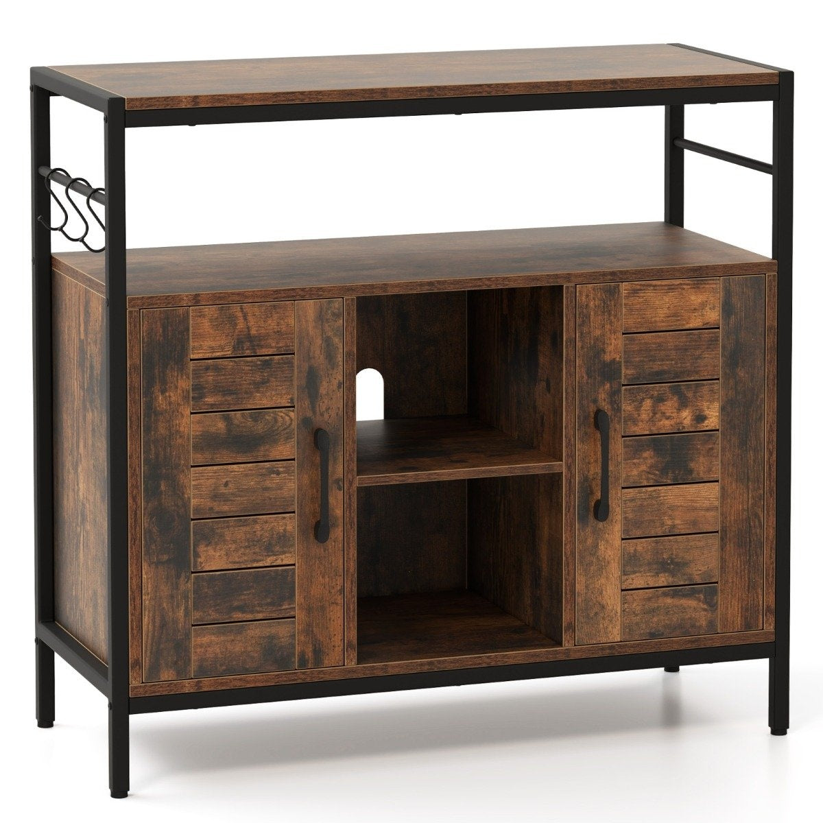 Buffet cabinet with 2 doors & open compartments & adjustable shelves & 3 hooks sideboard