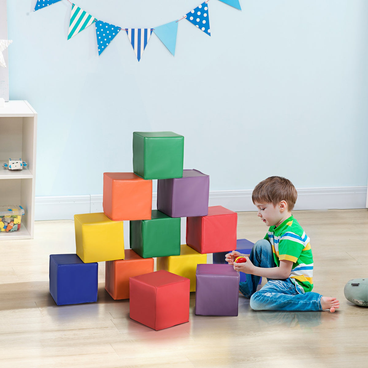 Building Blocks For Kids Set Of 12 Foam Building Blocks Building Toys Soft Safe For 1-3 Years Faux Leather Epe