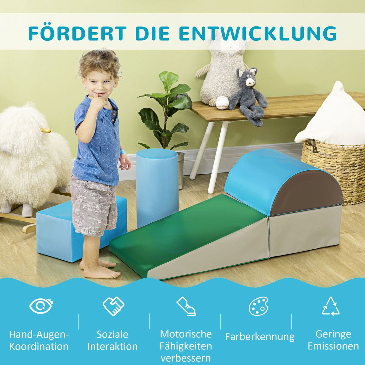 Building Blocks For Kids Set Of 5 Foam Building Blocks Building Toys Soft Safe For 1-3 Years Faux Leather Epe