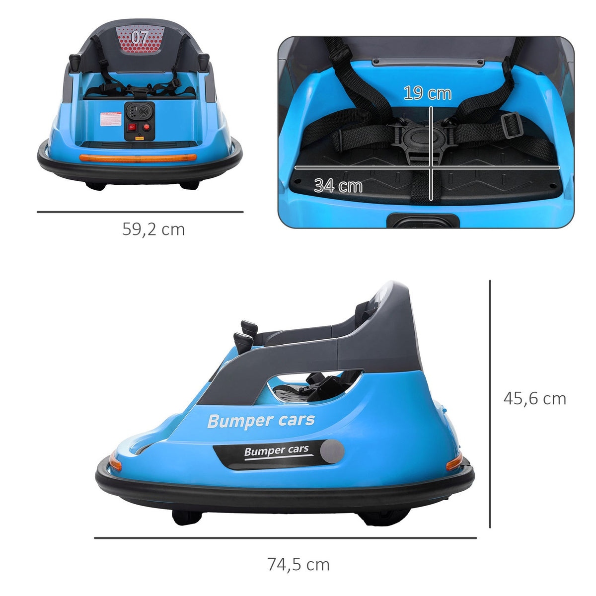 Bumper Car Children'S Electric Vehicle Music Led Light 360° Rotatable Electric Car Seat Belt 3 Km/H 1.5-5 Years Blue