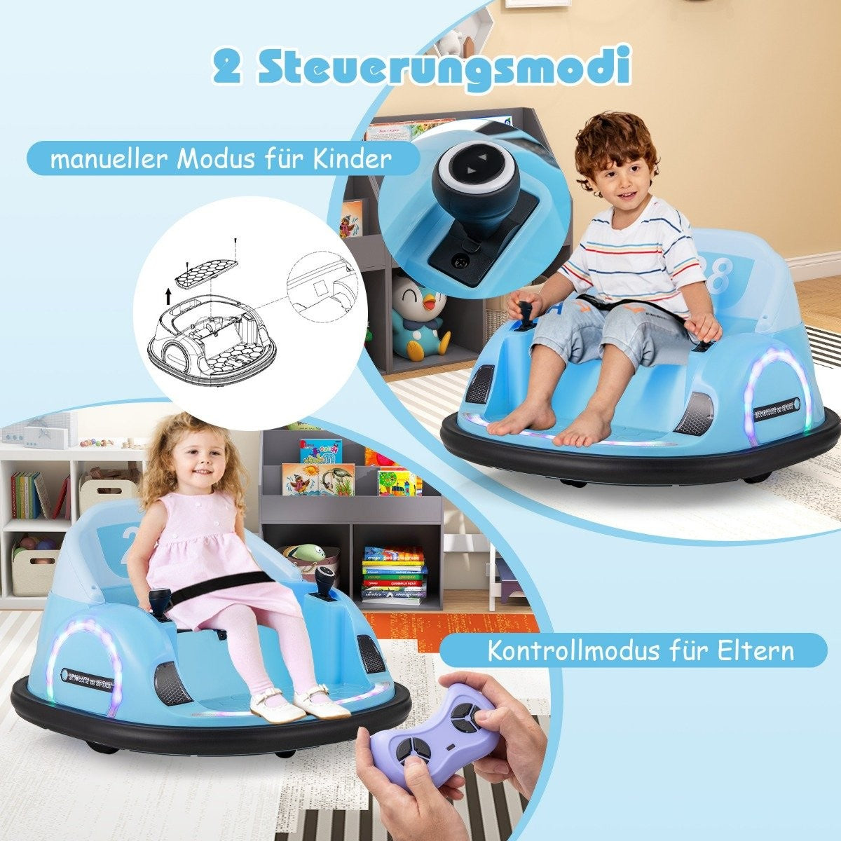 Bumper car for children electric bumper car with flashing LED lights blue