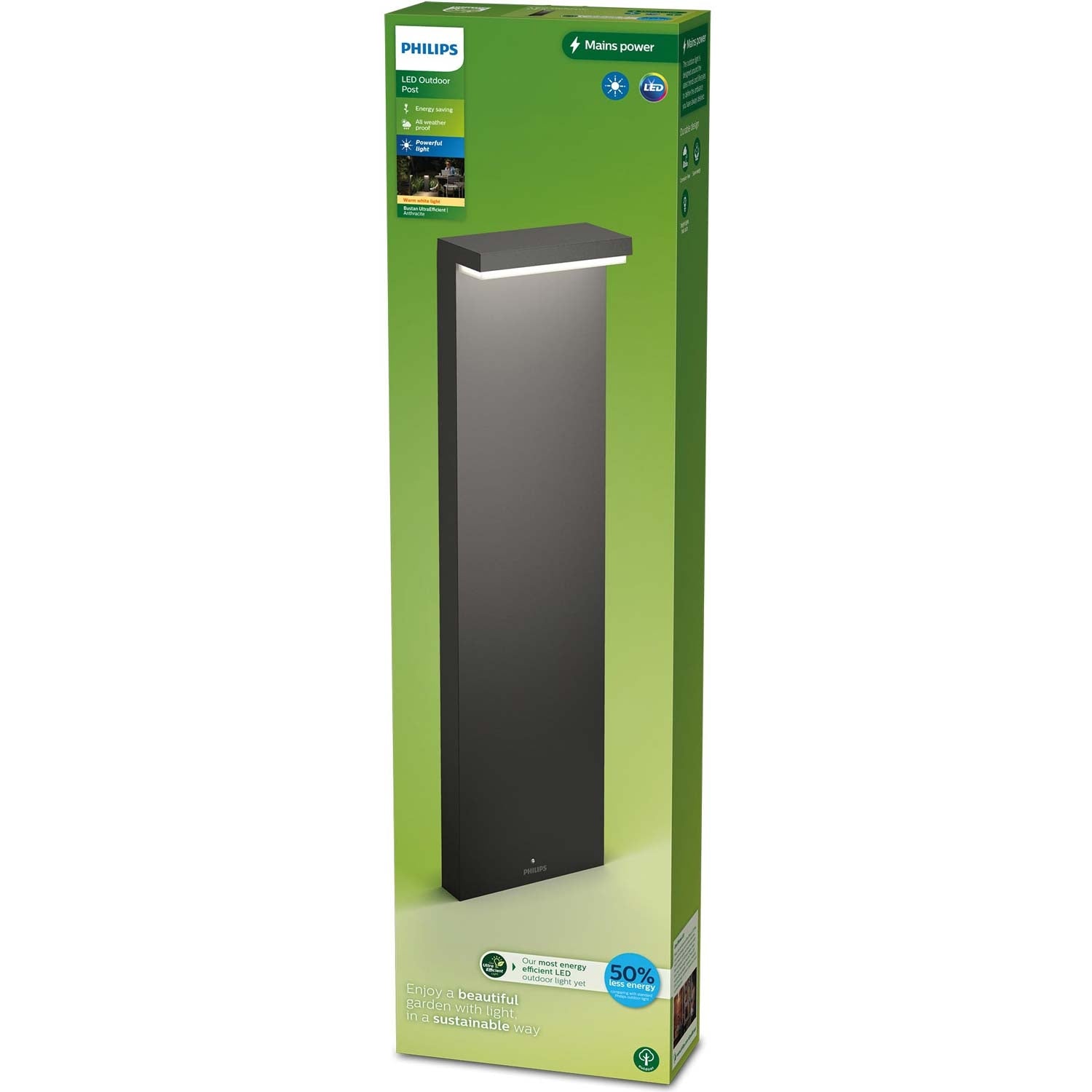 Bustan Bollard Ultra Efficient LED 3.8W 800lm 2700K Anthracite