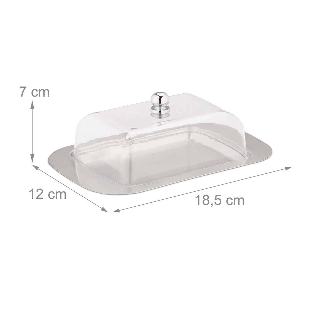 Butter dish in stainless steel and plastic