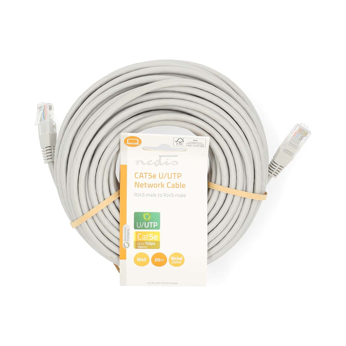 CAT5e Network Cable | U/UTP | RJ45 Male | RJ45 Male | 20.0 m | Round | PVC | Grey | Label