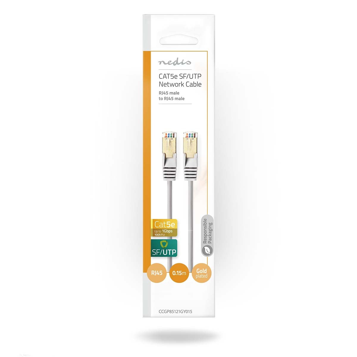 CAT5e network cable | SF/UTP | RJ45 male | RJ45 male | 0.15 m | Round | PVC | Gray | Plastic bag