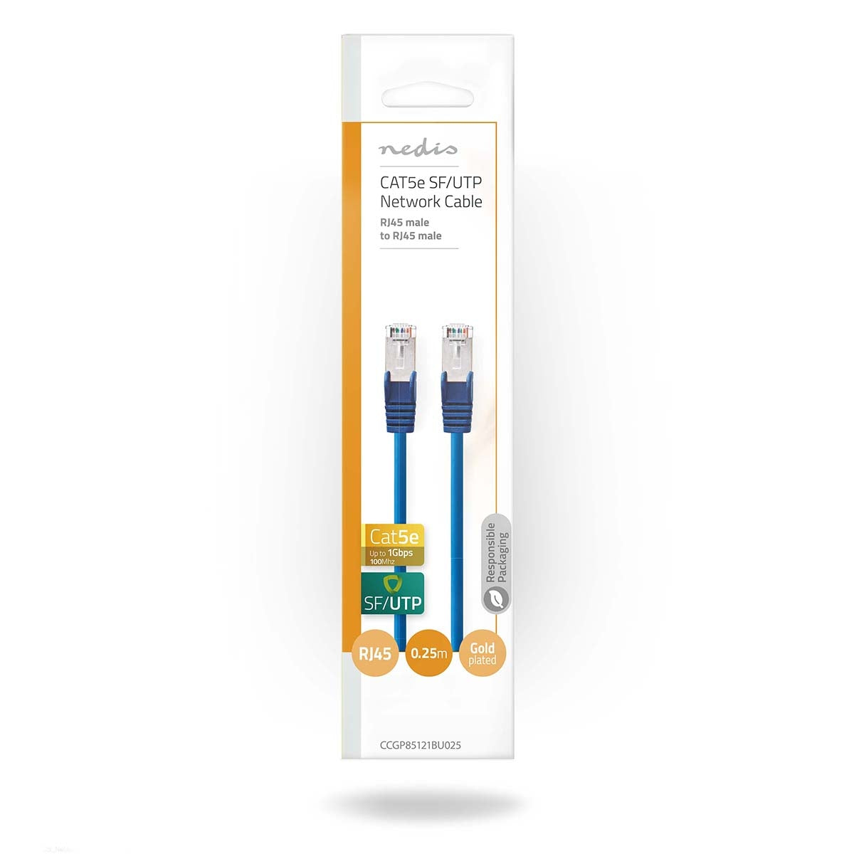 CAT5e network cable | SF/UTP | RJ45 male | RJ45 male | 0.30 m | Round | PVC | Blue | Plastic bag