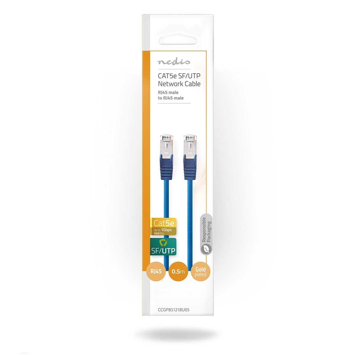 CAT5e network cable | SF/UTP | RJ45 male | RJ45 male | 0.50 m | Round | PVC | Blue | Envelope