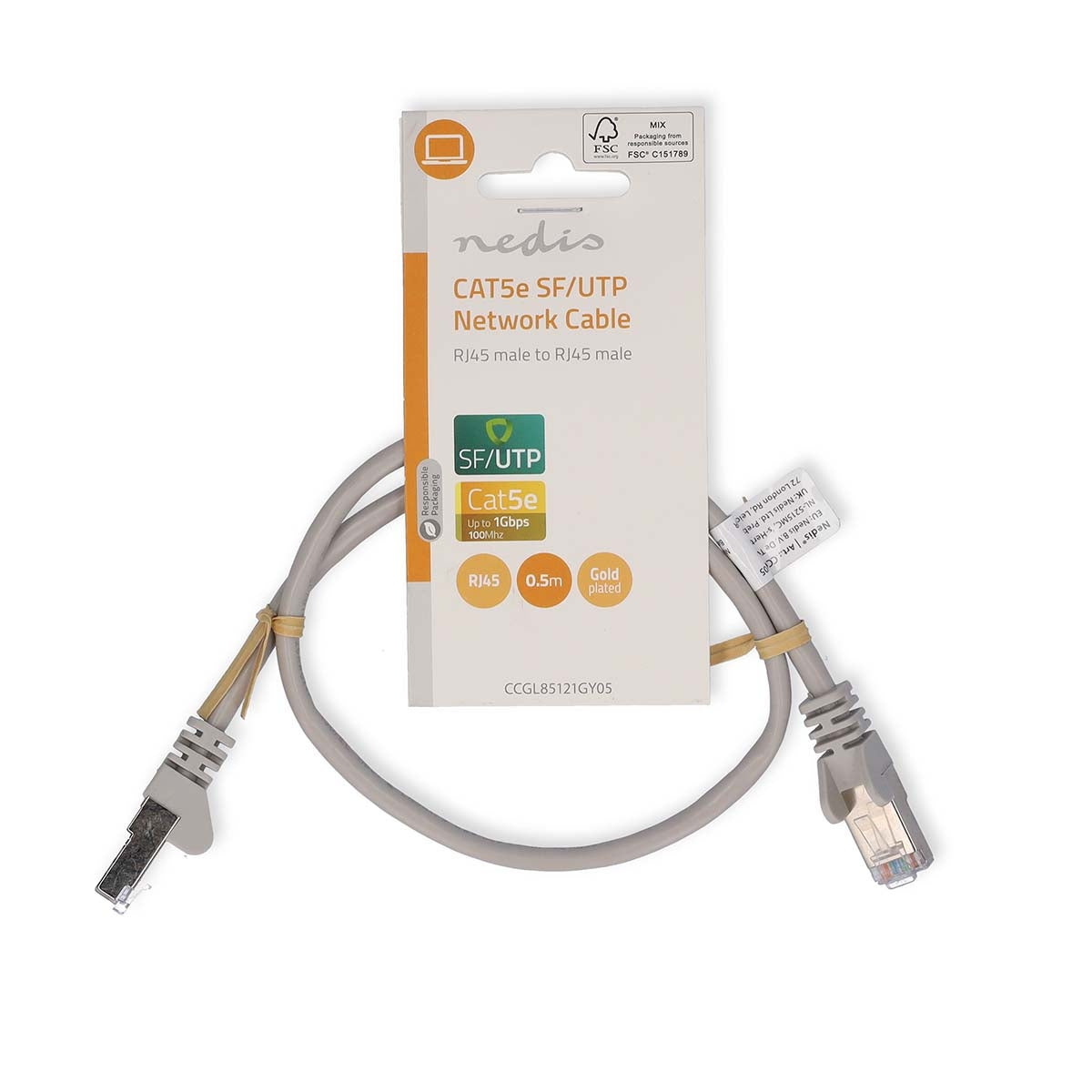 CAT5e network cable | SF/UTP | RJ45 male | RJ45 male | 0.50 m | Round | PVC | Gray | Label