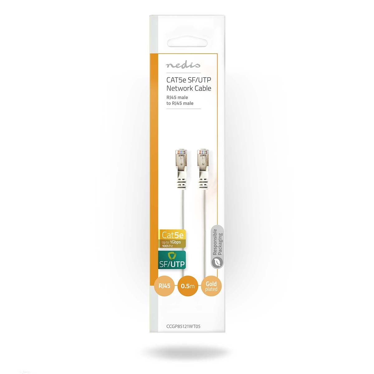 CAT5e network cable | SF/UTP | RJ45 male | RJ45 male | 0.50 m | Round | PVC | White | Plastic bag