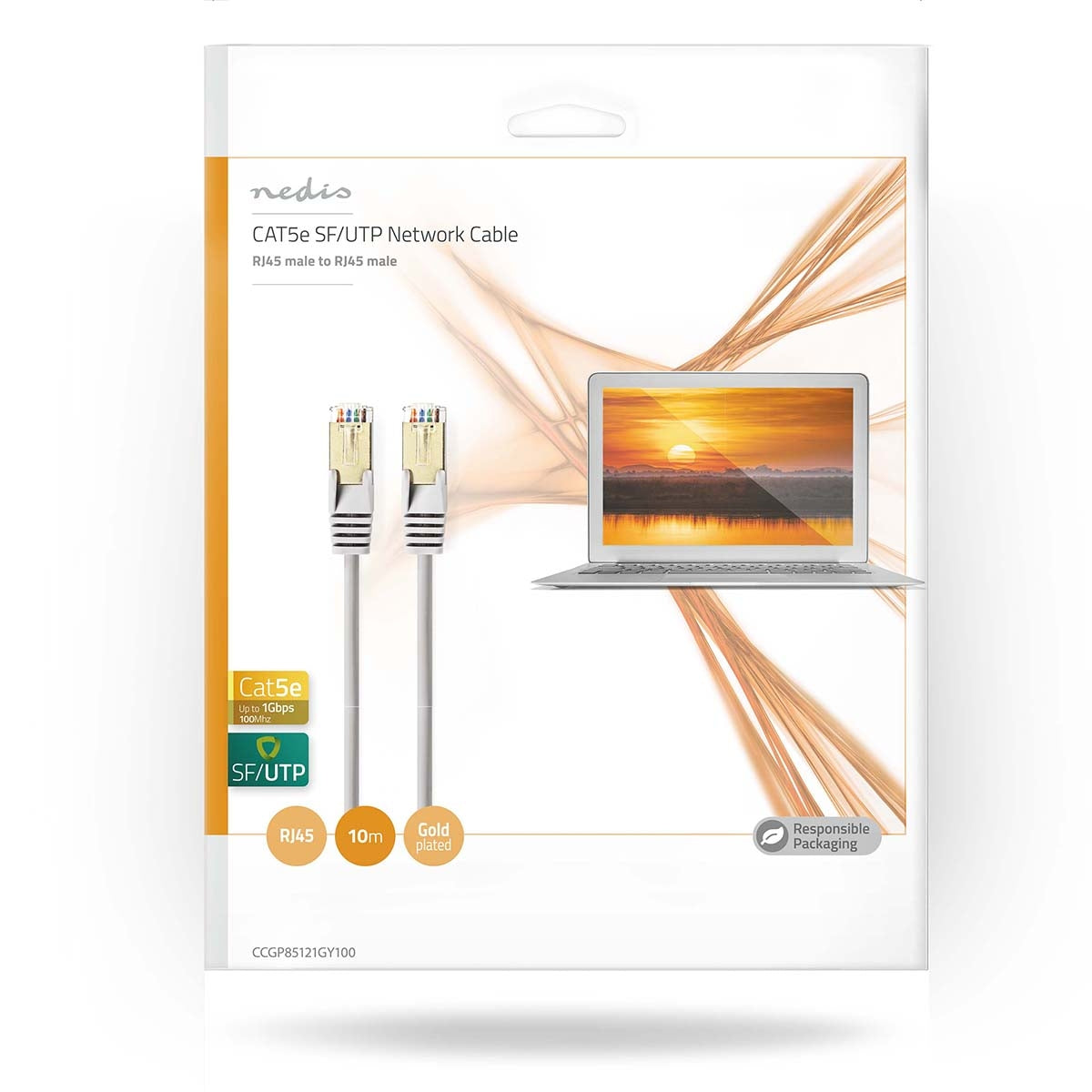 CAT5e network cable | SF/UTP | RJ45 male | RJ45 male | 10.0 m | Round | PVC | Gray | Envelope