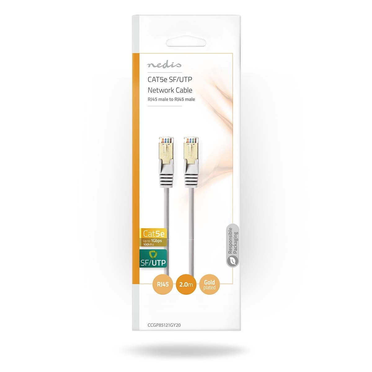 CAT5e network cable | SF/UTP | RJ45 male | RJ45 male | 2.00 m | Round | PVC | Gray | Plastic bag