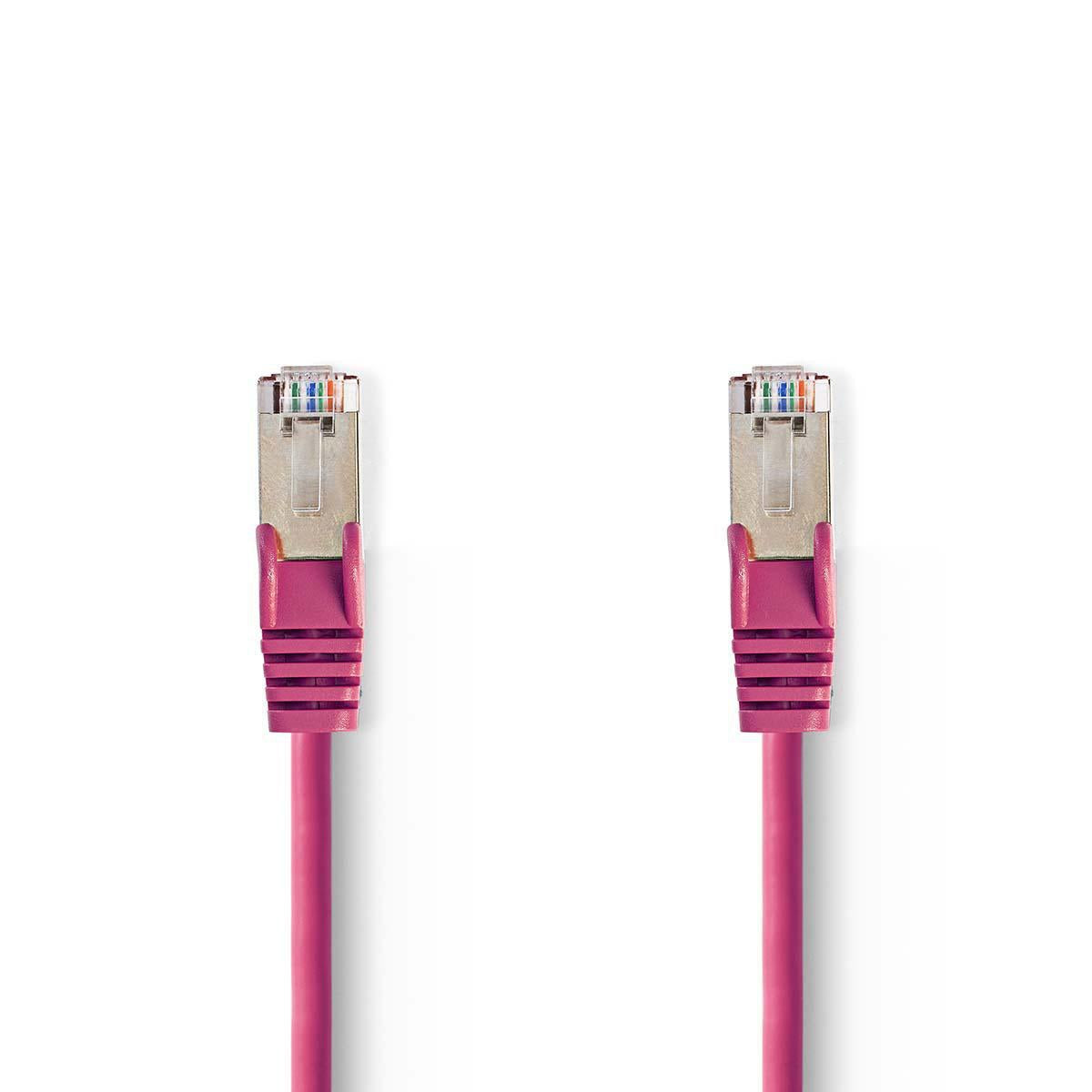 CAT5e network cable | SF/UTP | RJ45 male | RJ45 male | 20.0 m | Round | PVC | Pink | Plastic bag