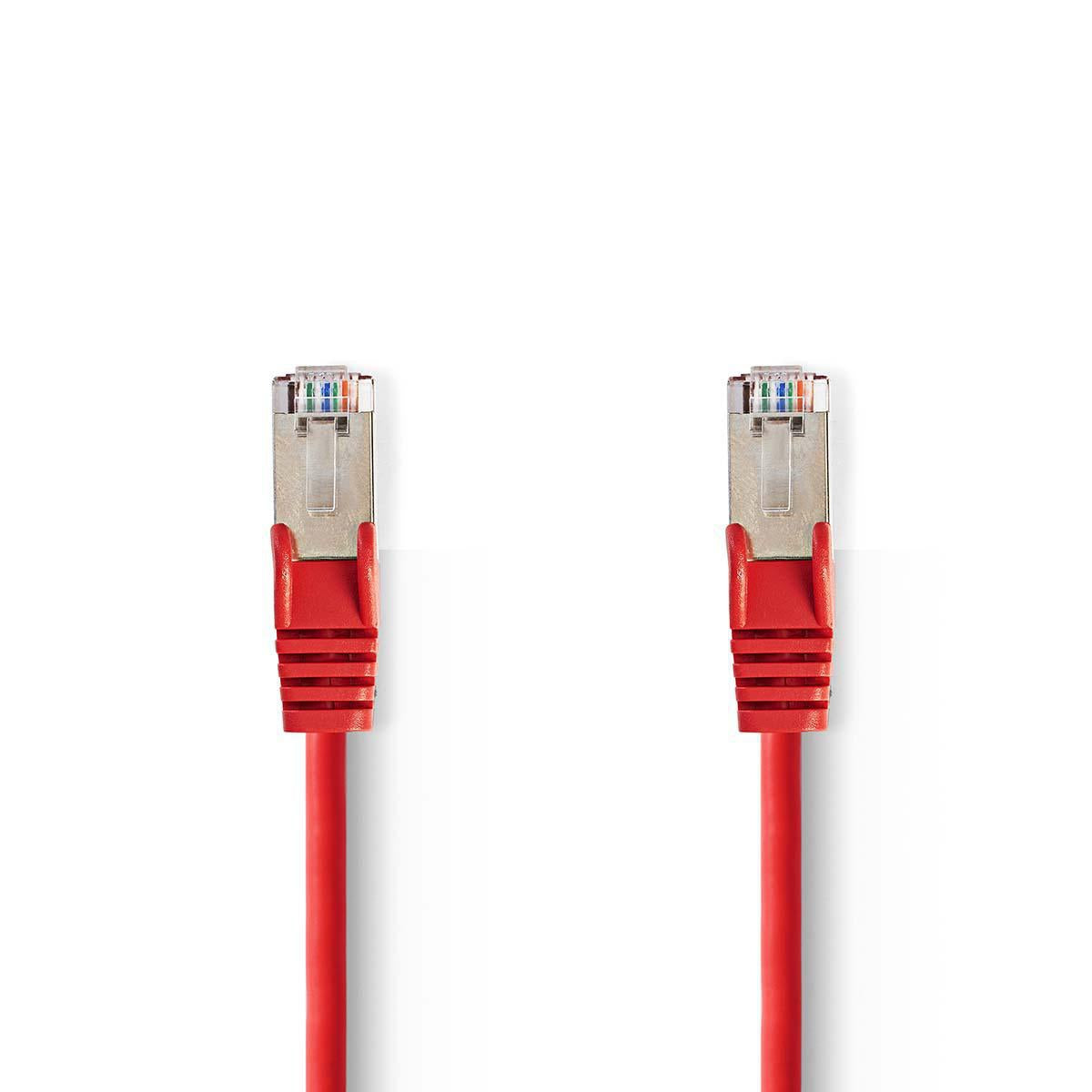 CAT5e network cable | SF/UTP | RJ45 male | RJ45 male | 5.00 m | Round | PVC | Red | Plastic bag