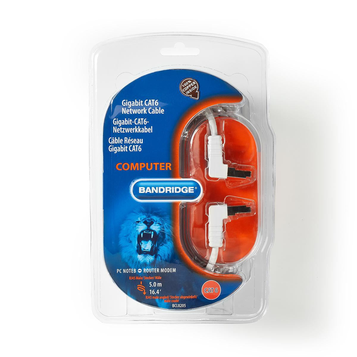 CAT6 F/UTP network cable RJ45 male - RJ45 male, angled 5.00 m white