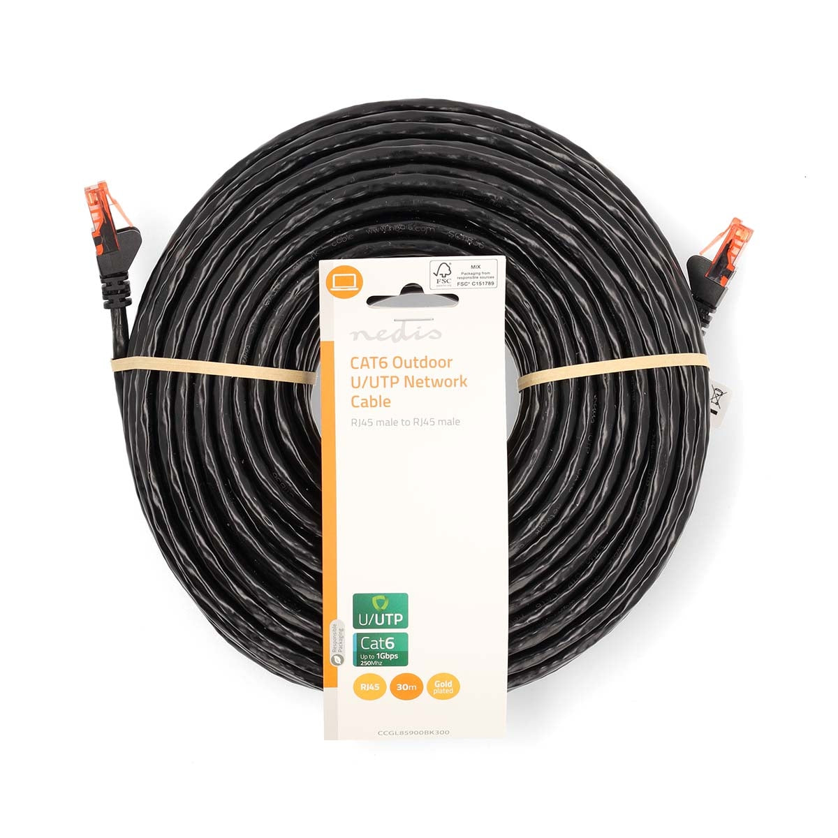 CAT6 Network Cable | RJ45 Male | RJ45 Male | U/UTP | 30.0 m | Outdoor | Round | PE | Black | Label
