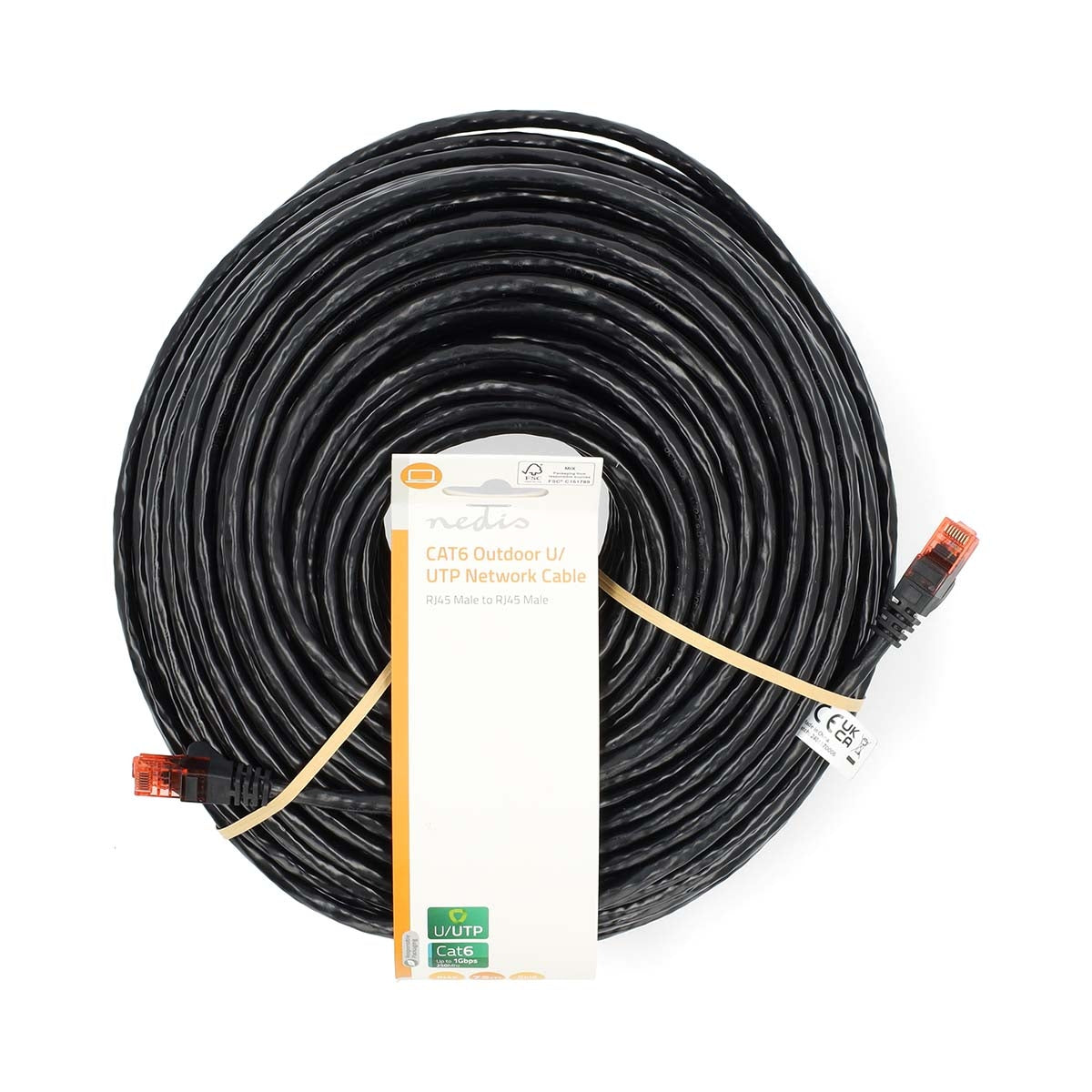 CAT6 Network Cable | RJ45 Male | RJ45 Male | U/UTP | 75.0 m | Outdoor | Round | PE | Black | Label