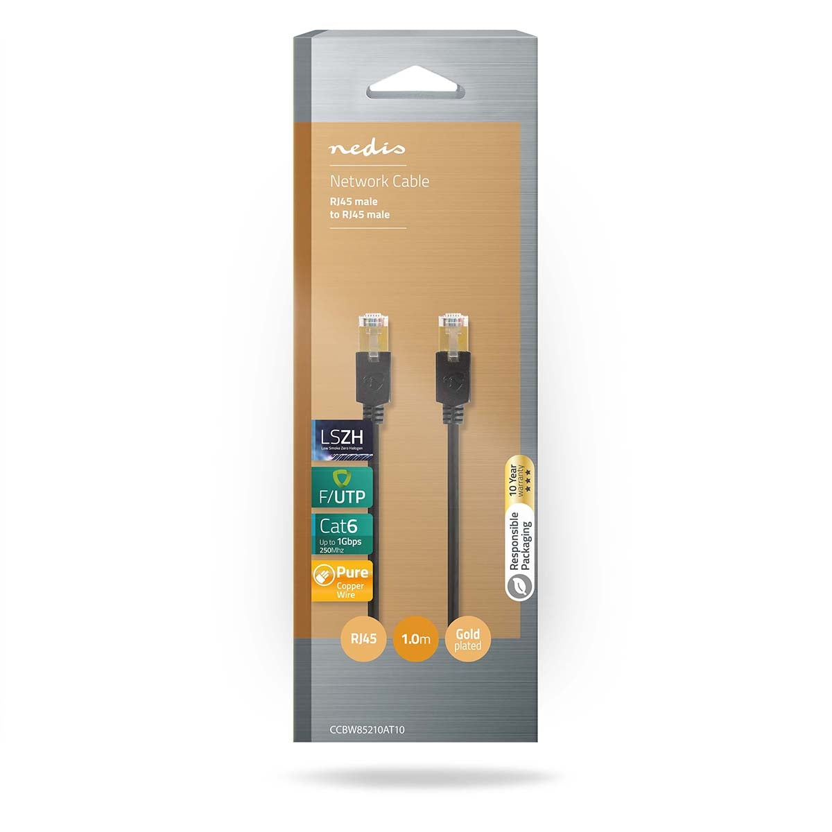 CAT6 Network Cable | RJ45 male | RJ45 male | F/UTP | 1.00 m | Round | LSZH / PVC | Anthracite | Box