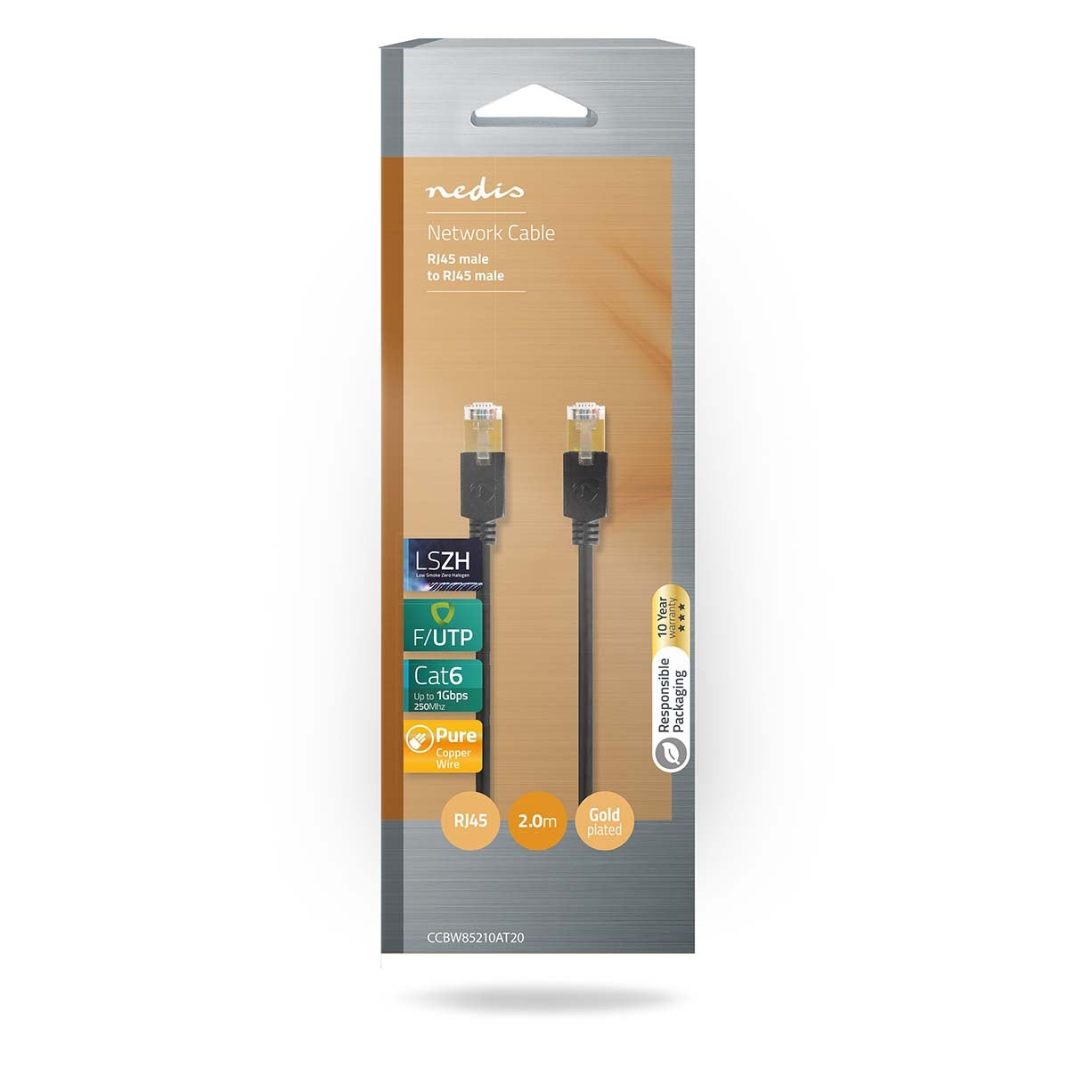 CAT6 Network Cable | RJ45 male | RJ45 male | F/UTP | 2.00 m | Round | LSZH / PVC | Anthracite | Box