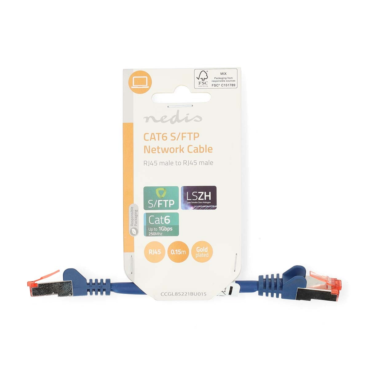 CAT6 Network Cable | RJ45 male | RJ45 male | S/FTP | 0.15 m | Round | LSZH | Blue | Label