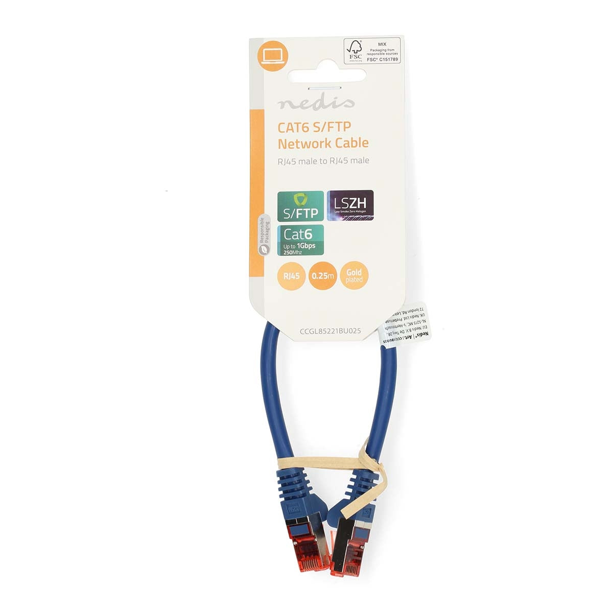 CAT6 Network Cable | RJ45 male | RJ45 male | S/FTP | 0.25 m | Round | LSZH | Blue | Label