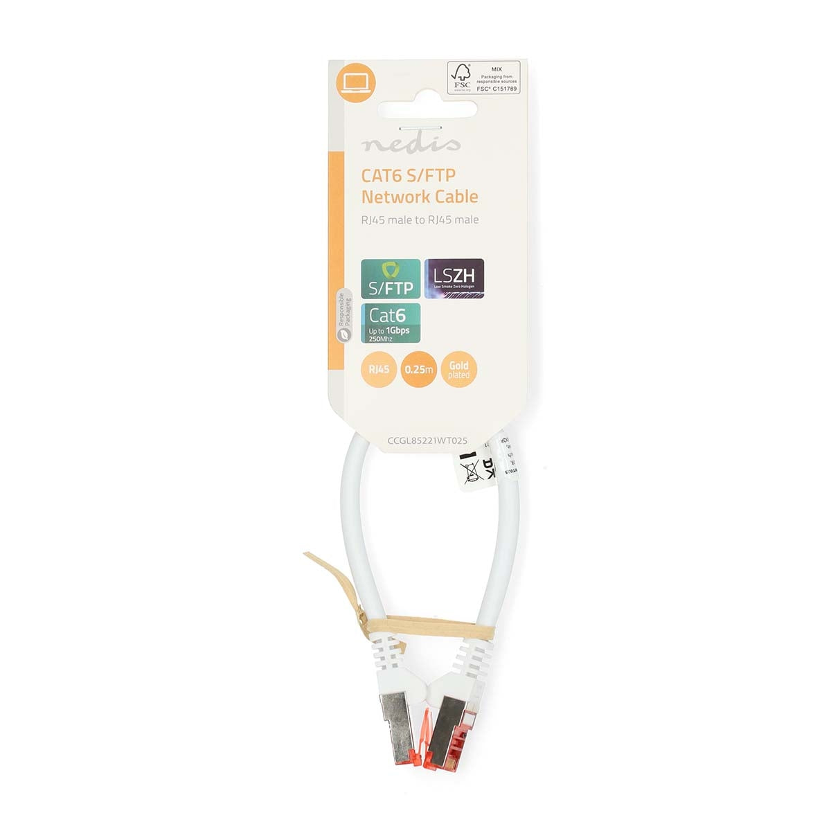 CAT6 Network Cable | RJ45 male | RJ45 male | S/FTP | 0.25 m | Round | LSZH | White | Label