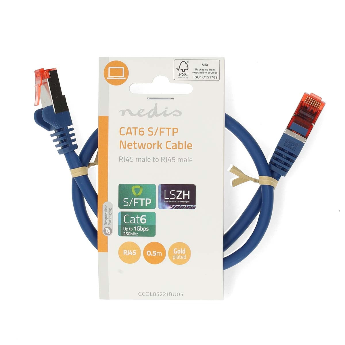 CAT6 Network Cable | RJ45 male | RJ45 male | S/FTP | 0.50 m | Round | LSZH | Blue | Label