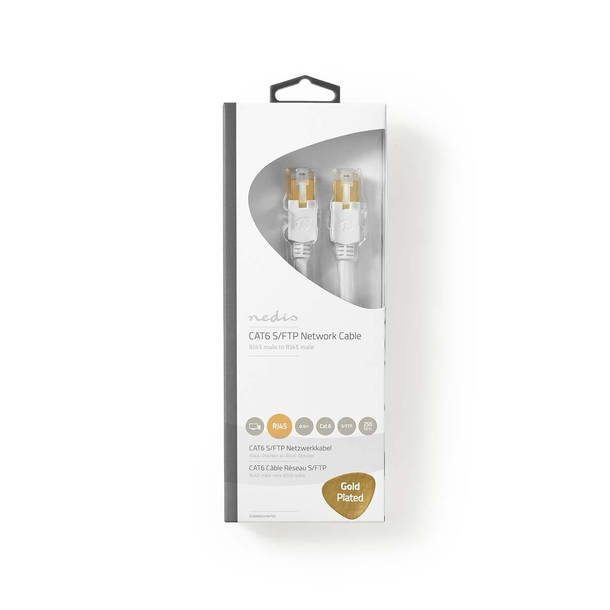 CAT6 Network Cable | RJ45 male | RJ45 male | S/FTP | 0.50 m | Round | LSZH / PVC | White | Cardboard box with window