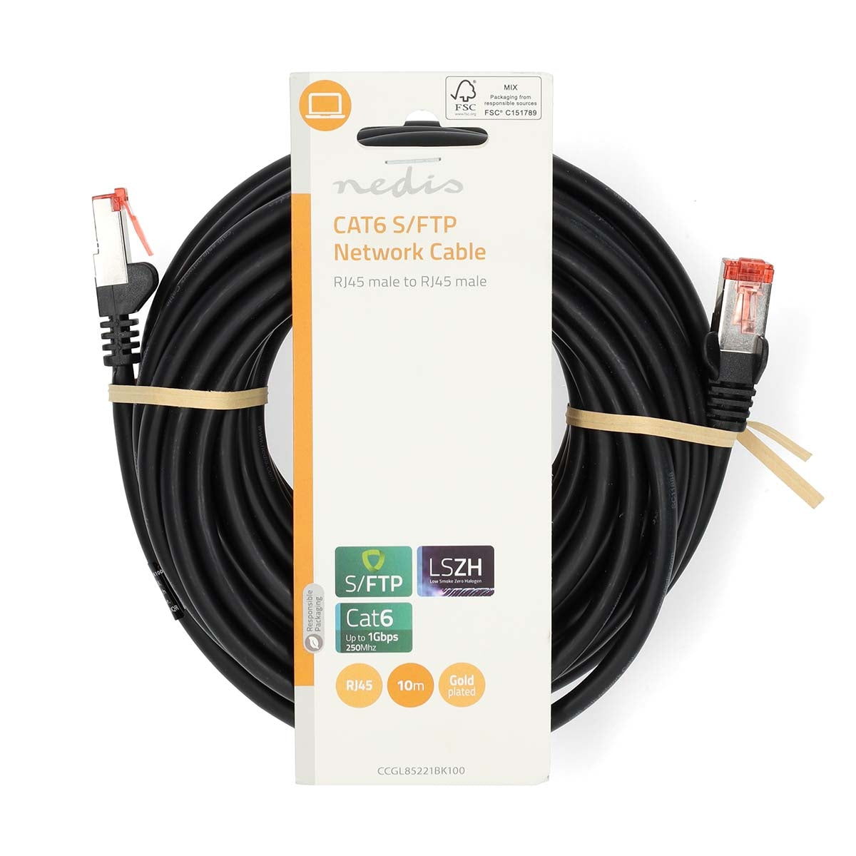 CAT6 Network Cable | RJ45 male | RJ45 male | S/FTP | 10.0 m | Round | LSZH | Black | Label