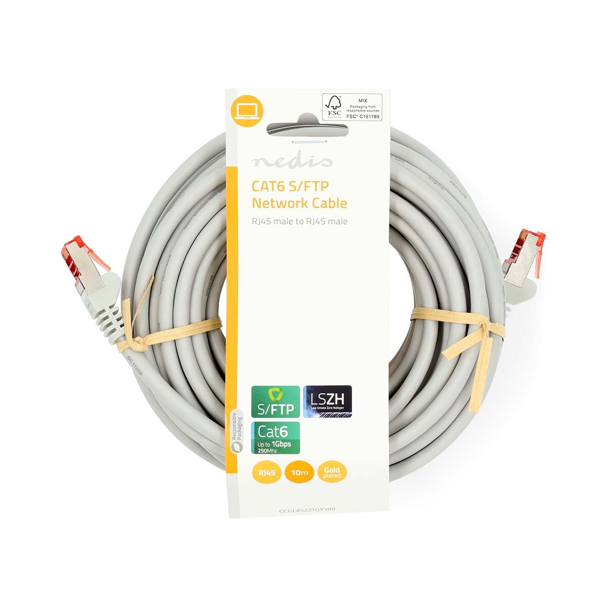 CAT6 Network Cable | RJ45 male | RJ45 male | S/FTP | 10.0 m | Round | LSZH | Gray | Label