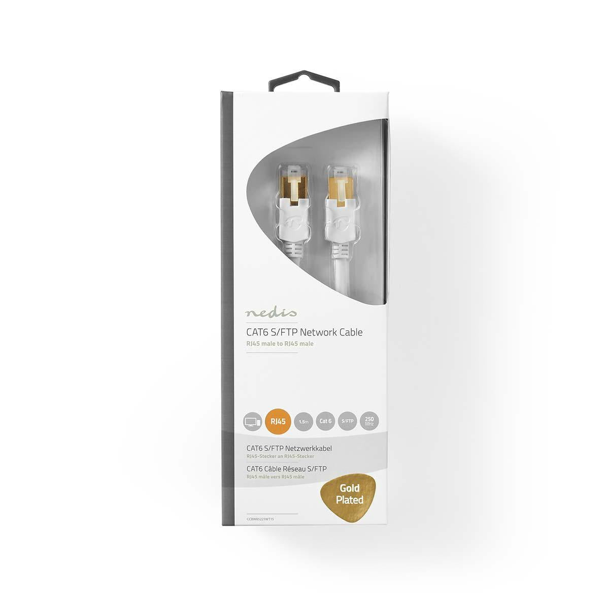 CAT6 Network Cable | RJ45 male | RJ45 male | S/FTP | 1.50 m | Round | LSZH / PVC | White | Cardboard box with window