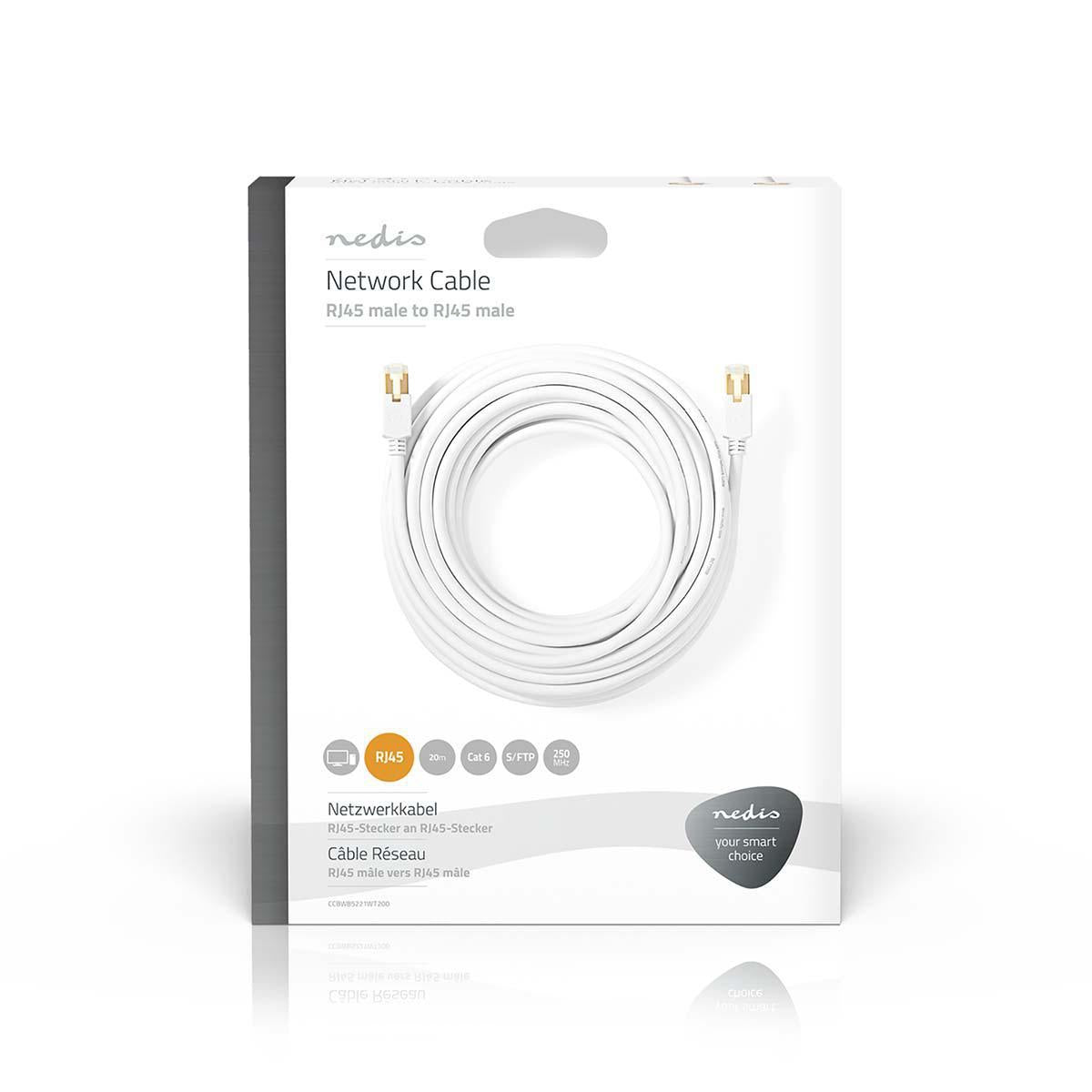 CAT6 Network Cable | RJ45 male | RJ45 male | S/FTP | 20.0 m | Round | LSZH / PVC | White | Cardboard box with window