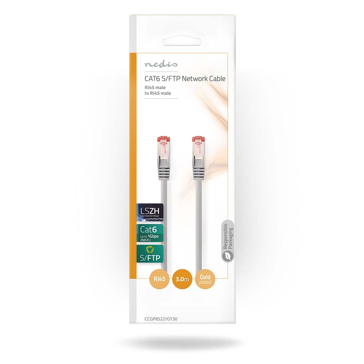 CAT6 Network Cable | RJ45 male | RJ45 male | S/FTP | 3.00 m | Round | LSZH | Gray | Envelope