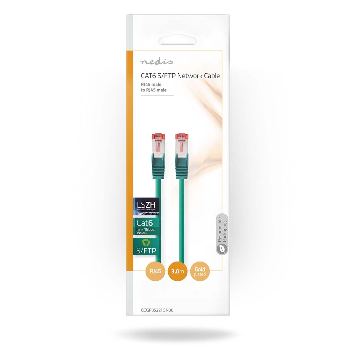 CAT6 Network Cable | RJ45 male | RJ45 male | S/FTP | 3.00 m | Round | LSZH | Green | Envelope