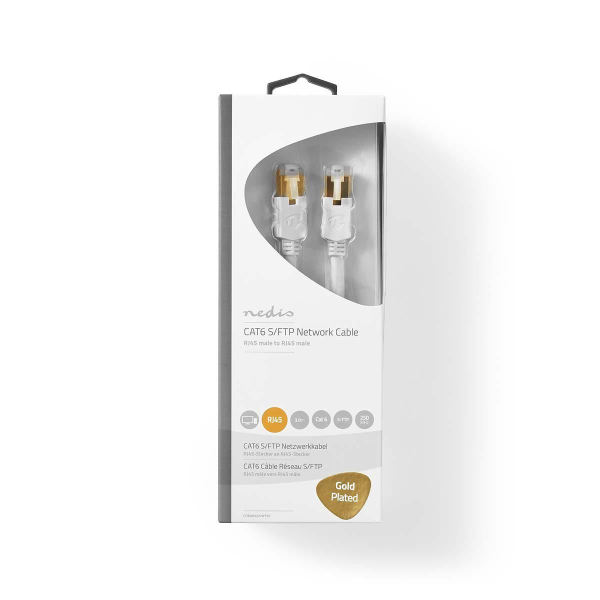 CAT6 Network Cable | RJ45 male | RJ45 male | S/FTP | 3.00 m | Round | LSZH / PVC | White | Cardboard box with window